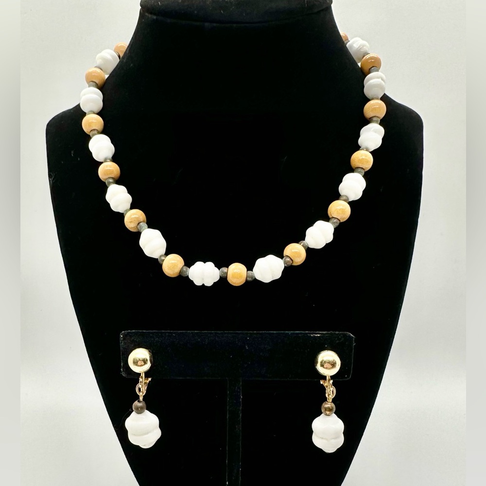 Bergere Vintage Signed Necklace and Earrings Set
